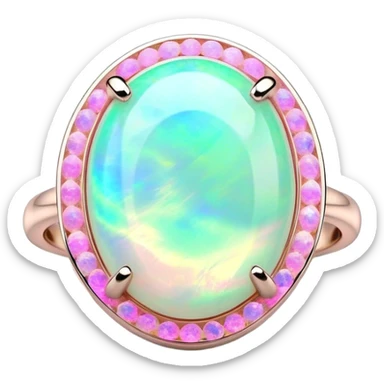 Cinematic Realistic Opal Emoji, Mystical and iridescent, with shifting colors of blue, green, and pink that dance across the smooth, milky surface. The gem’s unique play of light creates a mesmerizing, fluid effect, while a soft, glowing halo surrounds the stone. Soft glowing outline, capturing the essence of magic and mystery in a radiant opal. sticker