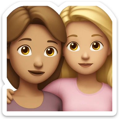 White mom and daughter with brown hair hugging  sticker