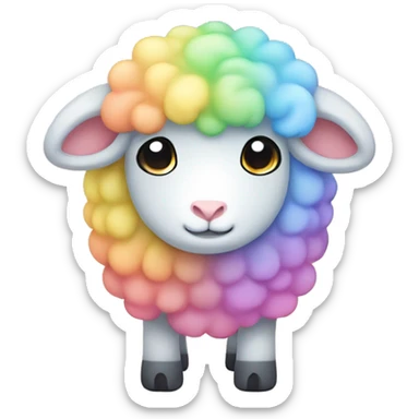 Kawaii rainbow pastel sheep  sticker