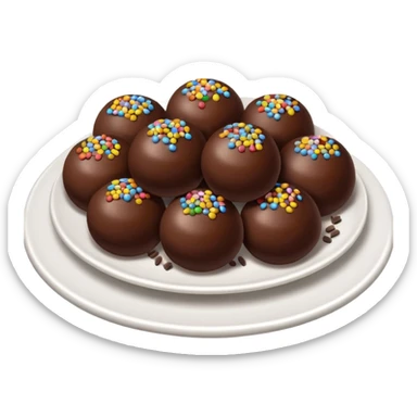 chocolate balls on plate with chocolate sprinkles sticker