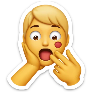 an emoji, just a normal styled like these: 😊🤭🥹😄😭😳😅🥺😇, where the emoji is choking themselves/grabbing their hands arians their throat out of frustration. sticker
