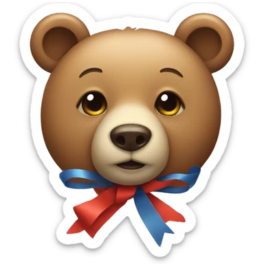A bear with a ribbon sticker