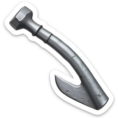 small, fat metal nail with a bent shaft, partially hammered into a wooden surface sticker