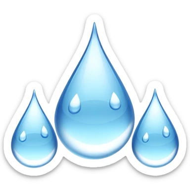 3 water droplets stack on top of each other vertically with two water droplets on the sides; 5 droplets total sticker