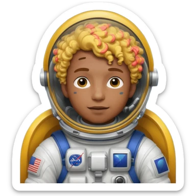 Astronauts, Young, male, dark skin, yellow curly hair sticker