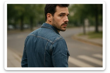 Rakurs orqadan oldiga qarab turgan inson sticker