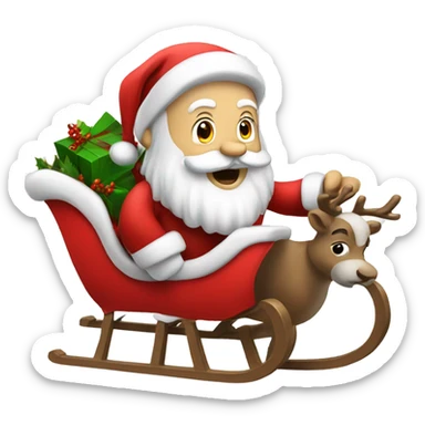 White Santa with sleigh sticker