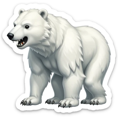 Polar bear with sabertooth fangs and a wolf’s tail; full body sticker