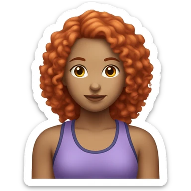 Gym girl with white akin, red hair and curls sticker