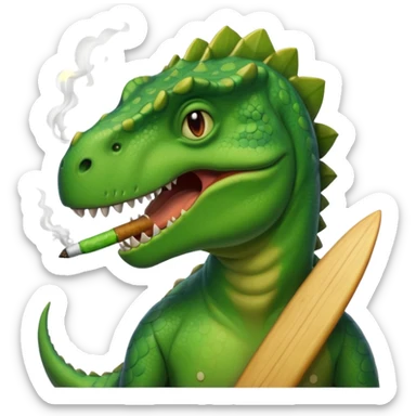 dinosual smokig a bluntwhile surfing sticker