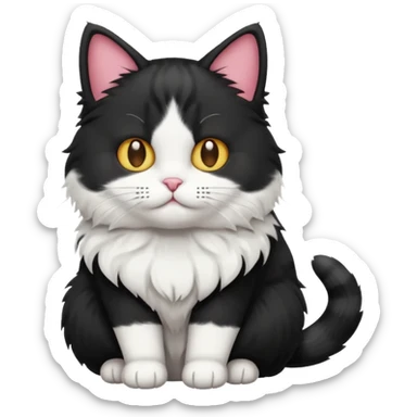 A black colored bicolor cat emoji full body sticker