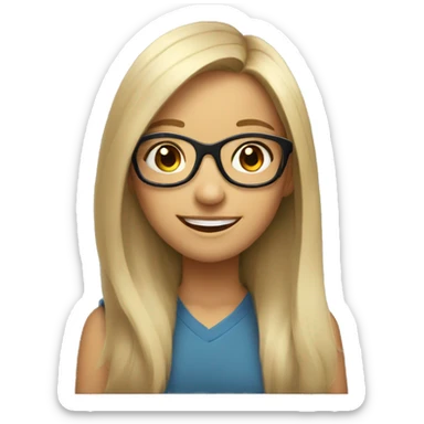 smiling girl with glasses with longer hair  sticker
