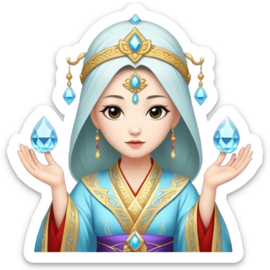 Crystal magic Asian priestess sticker