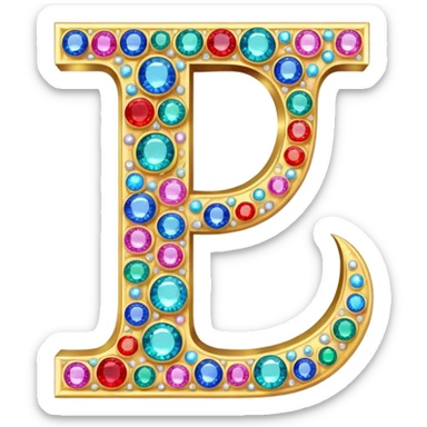 letter J decorated with colorful jewels and gems sticker
