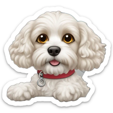 White cavapoo in an airplane sticker