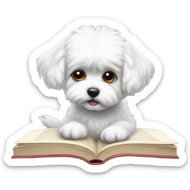 Maltese Bichon reading sticker