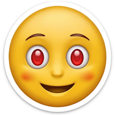 Happy emoji with red veins on eyes sticker