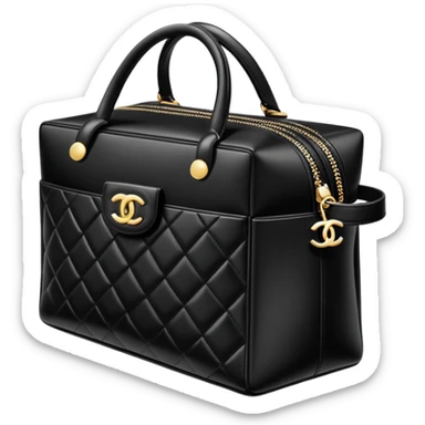 a rectangular Chanel cosmetic tote bag that opens and closes upward sticker