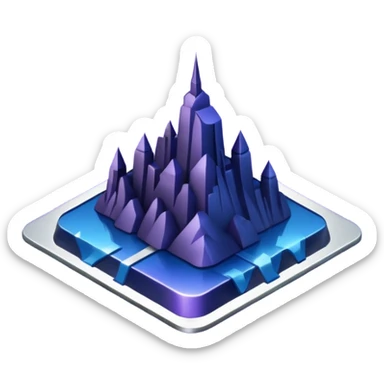 Landmark icon above the map. Colors: dark purple, dark blue, black, silver. sticker