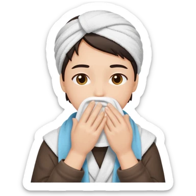 wipe their face with a towel sticker