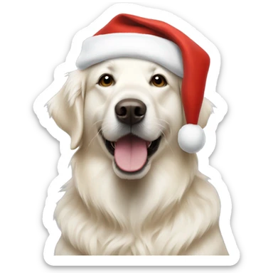 white golden retriever in a santa hat sticker