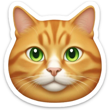 Obese orange cat with green almond shaped eyes sticker