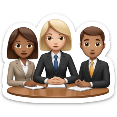 3 people business meeting circular crop sticker