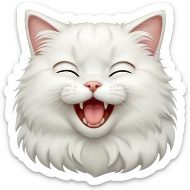 Sleepy white cat yawning sticker