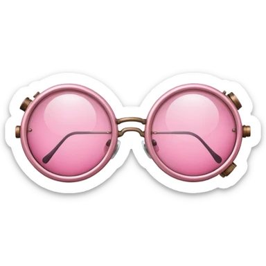 vintage pink welder's glasses, retro style with pink circular lenses, steampunk inspired sticker