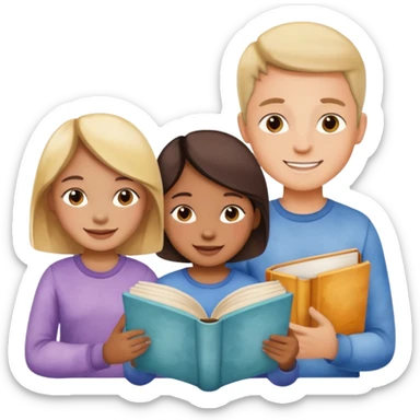 watercolor books and children  sticker