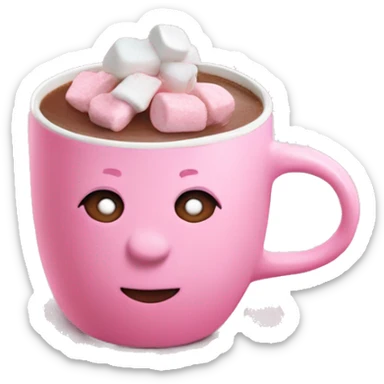 Light￼ pink mug hot chocolate with marshmallows sticker