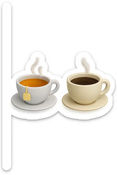 emoji 3d stile iphone che rappresenta una tazza di thè accanto ad una tazzina di caffè 3d sticker