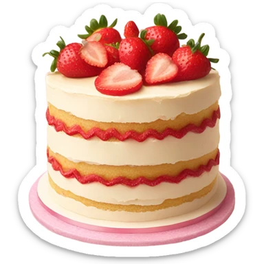 strawberry vanilla cake with spon sticker