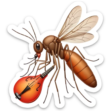 Mosquito playing instrument in ear sticker