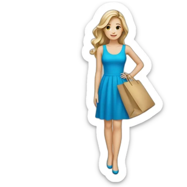 white girl in a blue dress shopping sticker