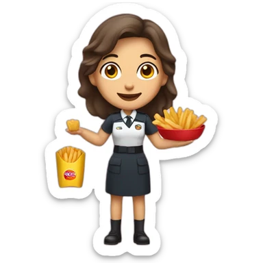 Mujer que vende papas fritas con uniforme rojo sticker
