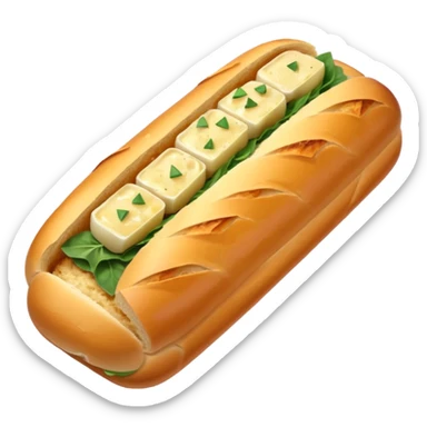 Garlic bread baguette with diagonal incisions sticker