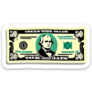 50 dollar bill sticker