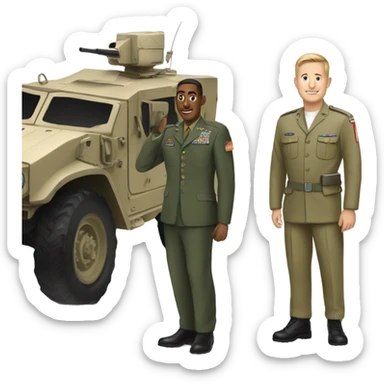 Military vehicle with a Lt Col standing nearby  sticker