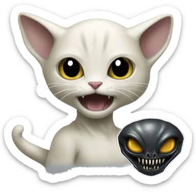 hybrid of cat and a xenomorph alien  sticker