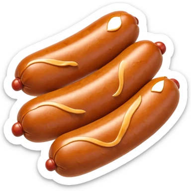 Three sausages linked together in the ends.
Apple emoji style sticker