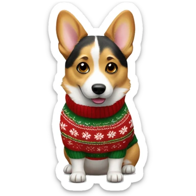 Corgi dog girl in a Christmas sweater sticker