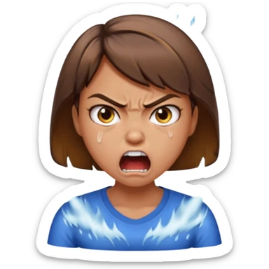 very angry and mad enraged fuming foaming at the mouth emoji really mad and sweating lots of detail girl  sticker