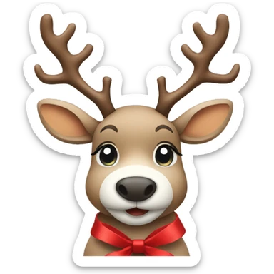 reindeer with red bow sticker