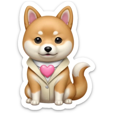 Shiba Jasper two pink hearts sticker