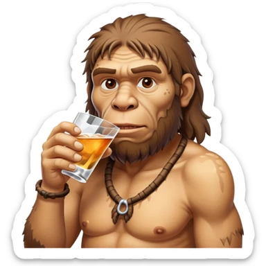 Neanderthal male drinking vodka sticker