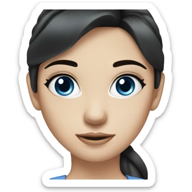 a girl with fair skin, straight black hair, gray-blue eyes, standing,very beautiful,very hot sticker