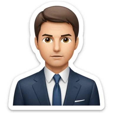Illustrate Tom Cruise in a suit with sharp look & short hair. sticker
