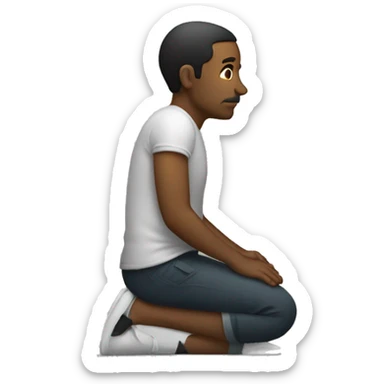 Man from side with hands on knees and back arched sticker