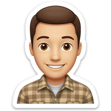 male in checkered shirt, not t shirt sticker